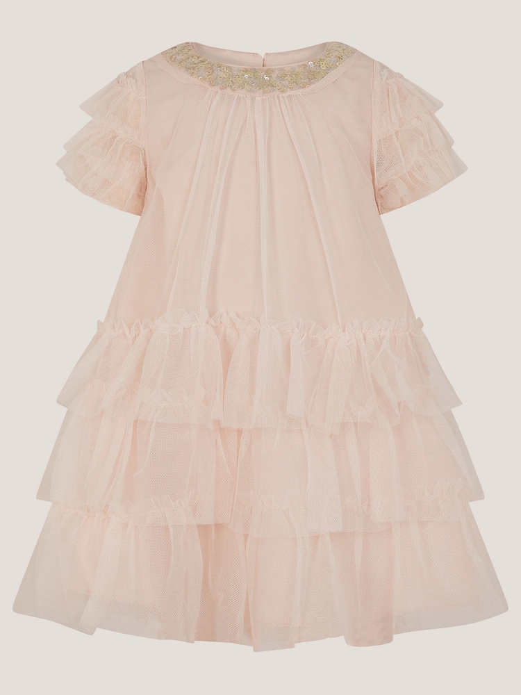 Monsoon Pink Baby Alexandra Embellished Swing Dress - Image 1 of 1