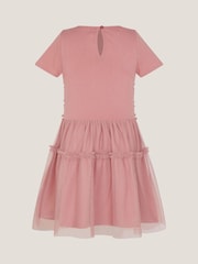 Monsoon Pink Sequin Butterfly Jersey Mesh Dress - Image 3 of 4