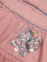 Monsoon Pink Sequin Butterfly Jersey Mesh Dress - Image 4 of 4