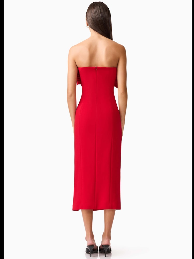 strapless open back dress Lila Fitted Midi Dress in Red main image 0