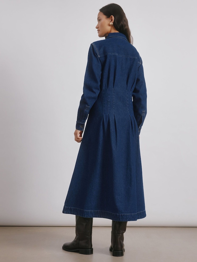 Albaray Blue Denim Fitted Midi Dress - Image 2 of 4