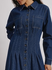 Albaray Blue Denim Fitted Midi Dress - Image 3 of 4
