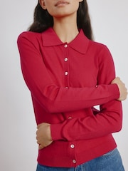 Albaray Red Button Through Polo Top - Image 3 of 5