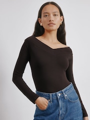 Albaray V Bardot Brown Top - Image 1 of 4