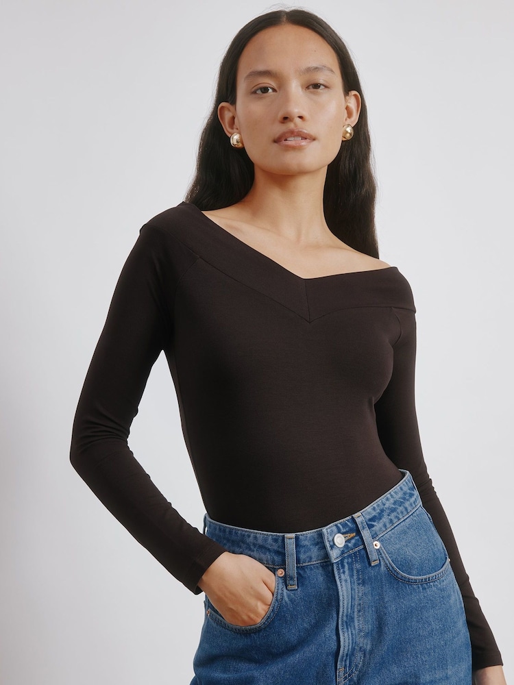 Albaray V Bardot Brown Top - Image 1 of 4