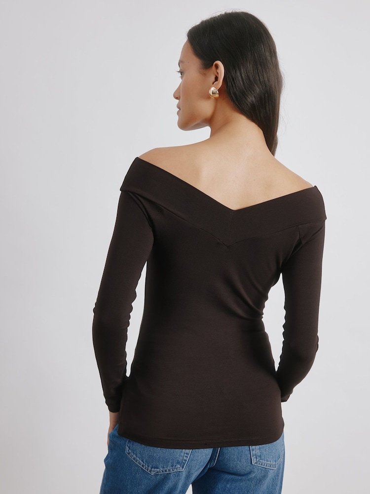 Albaray V Bardot Brown Top - Image 2 of 4