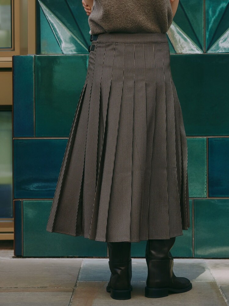 Albaray Houndstooth Brown Midi Skirt - Image 2 of 5 Albaray Houndstooth Brown Midi Skirt - Image 2 of 5