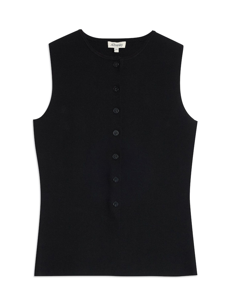 Albaray Rib Longline Black Waistcoat - Imagen 5 de 5