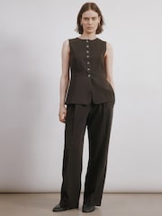 Albaray Chocolate Tailored Pleat Trousers - Image 1 of 5