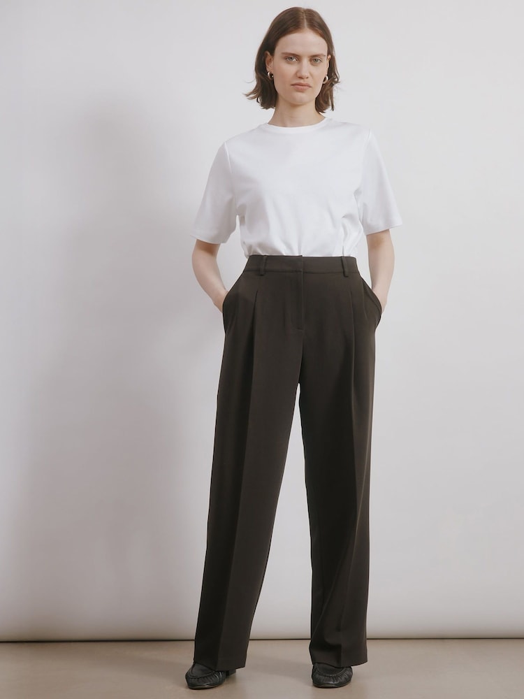 Albaray Chocolate Tailored Pleat Trousers - Image 2 of 5