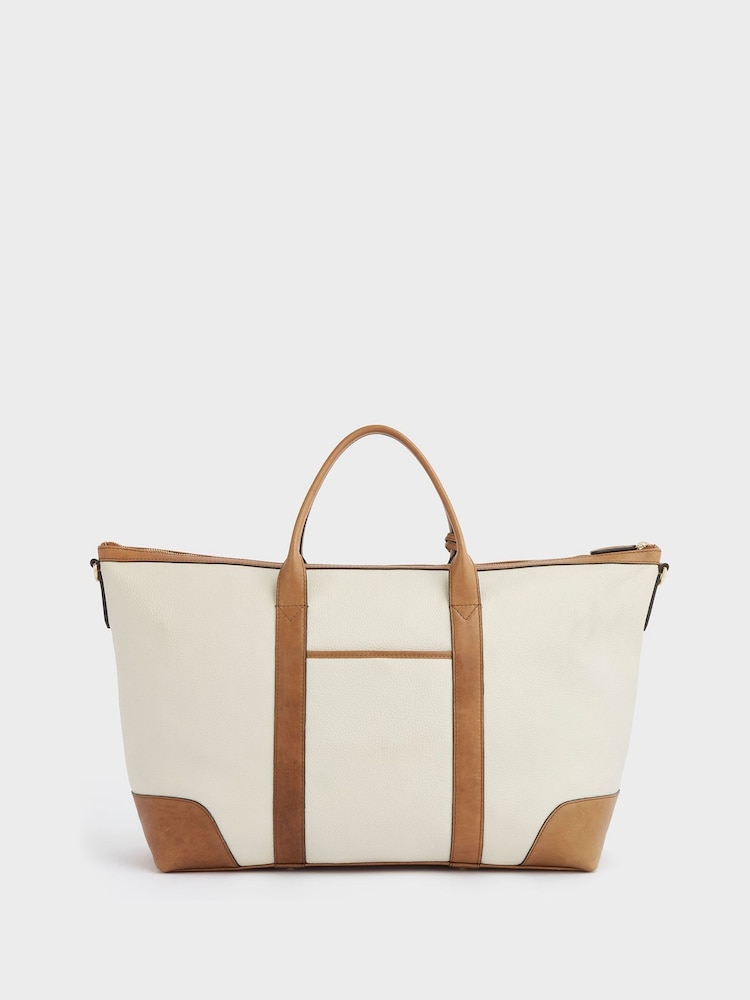 Osprey London Cream The Savanna Leather Weekender Bag - Image 2 of 4