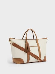 Osprey London Cream The Savanna Leather Weekender Bag - Image 3 of 4