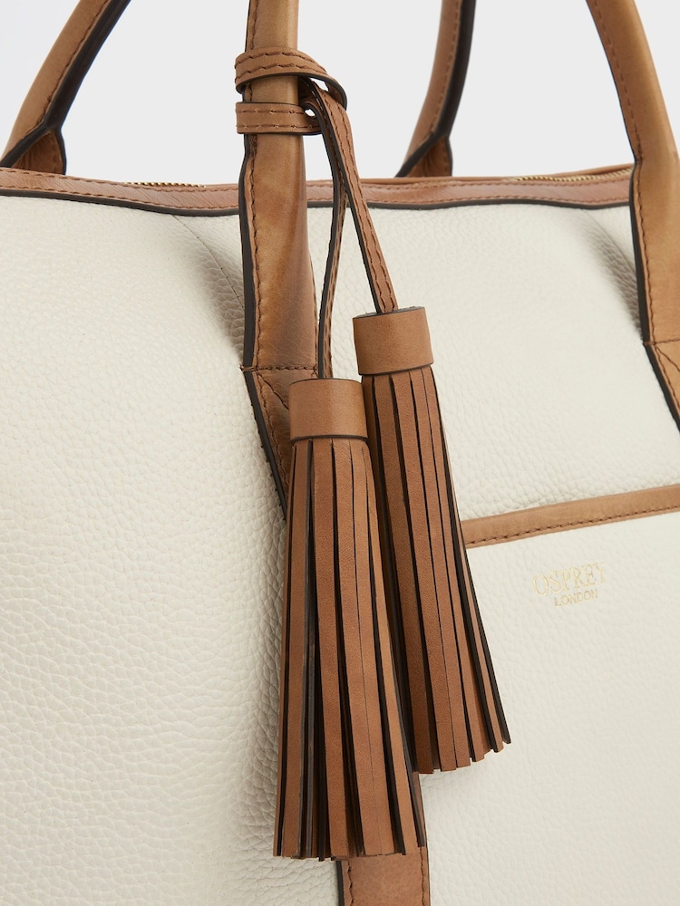 Osprey London Cream The Savanna Leather Weekender Bag - Image 4 of 4