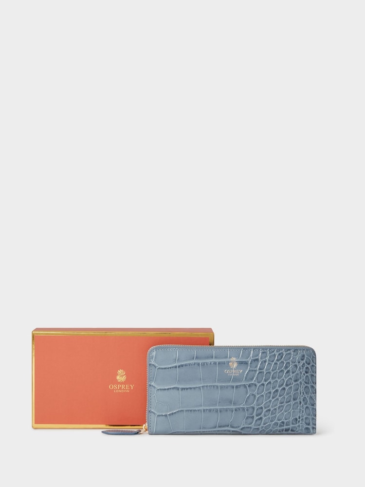 Azul claro - Bolsa grande com zíper de couro italiano OSPREY LONDON Wentworth - Imagem 1 de 5