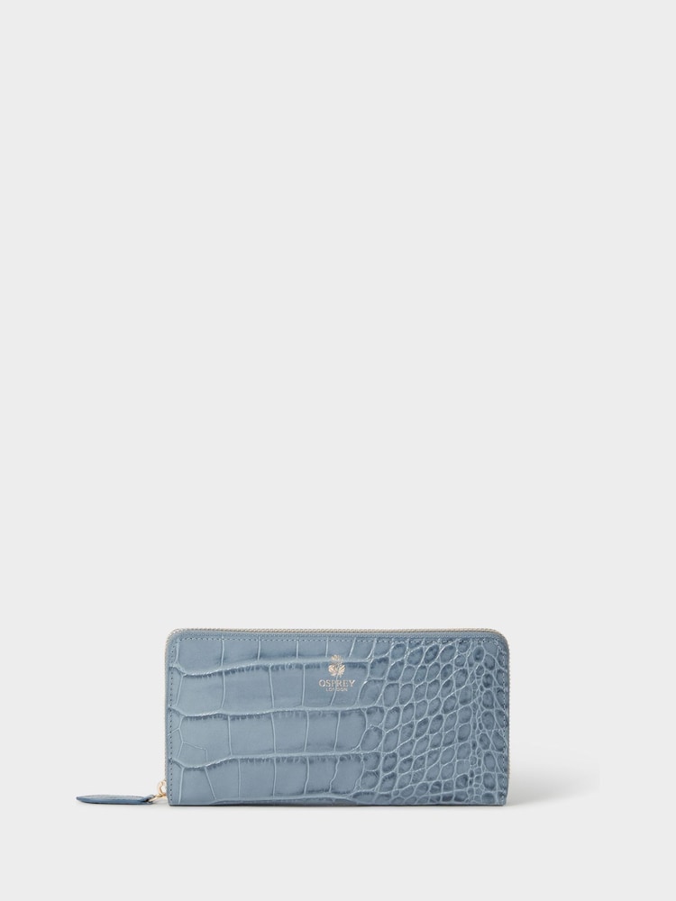 Azul claro - Bolsa grande com zíper de couro italiano OSPREY LONDON Wentworth - Imagem 2 de 5
