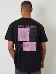 Threadbare Black Graphic Print Oversized T-Shirt - Image 1 of 4