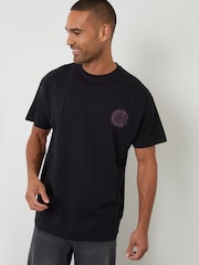 Threadbare Black Graphic Print Oversized T-Shirt - Image 2 of 4