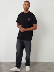 Threadbare Black Graphic Print Oversized T-Shirt - Image 3 of 4