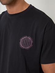Threadbare Black Graphic Print Oversized T-Shirt - Image 4 of 4