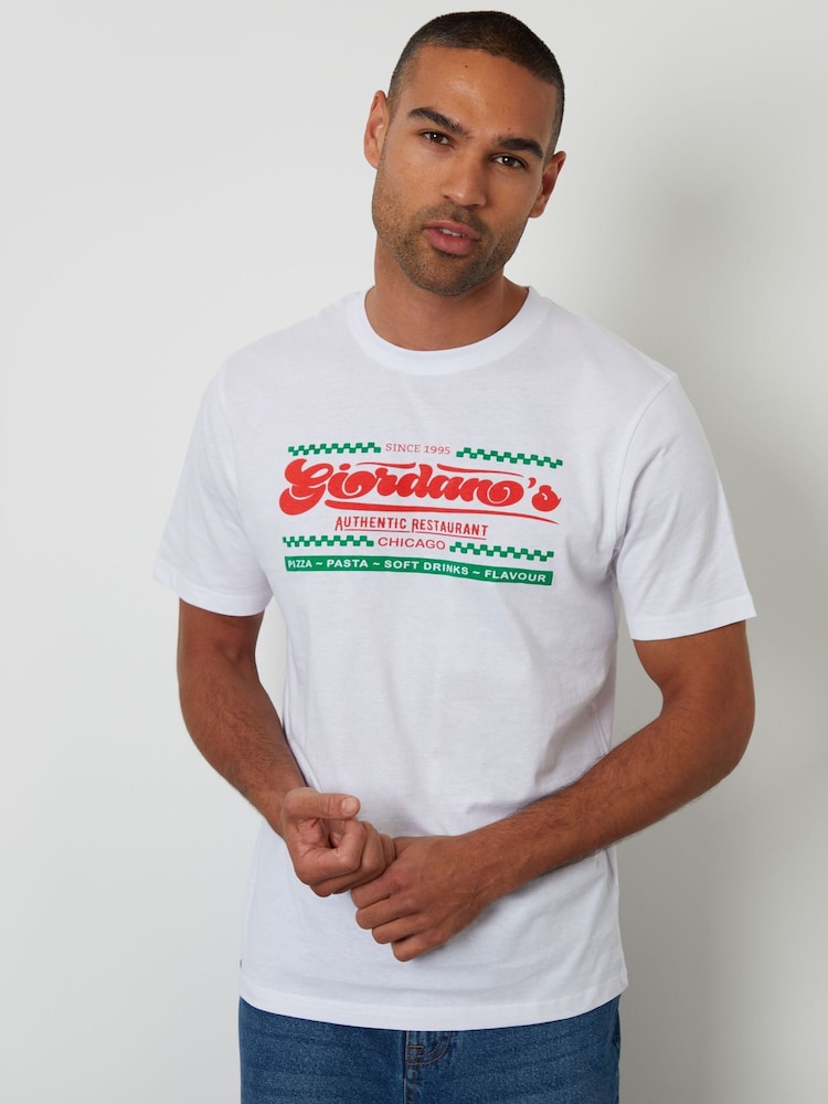 Threadbare White Graphic Print Jersey T-Shirt - Image 1 of 4