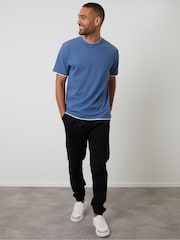 Threadbare Ensign Blue Mock Layer Crew Neck Popcorn Textured T-Shirt - Image 4 of 4