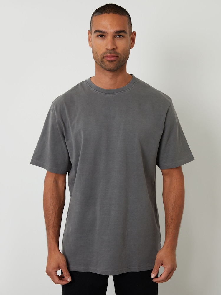 Threadbare Grey Relaxed Fit Garment Dye T-Shirt - Image 1 of 4