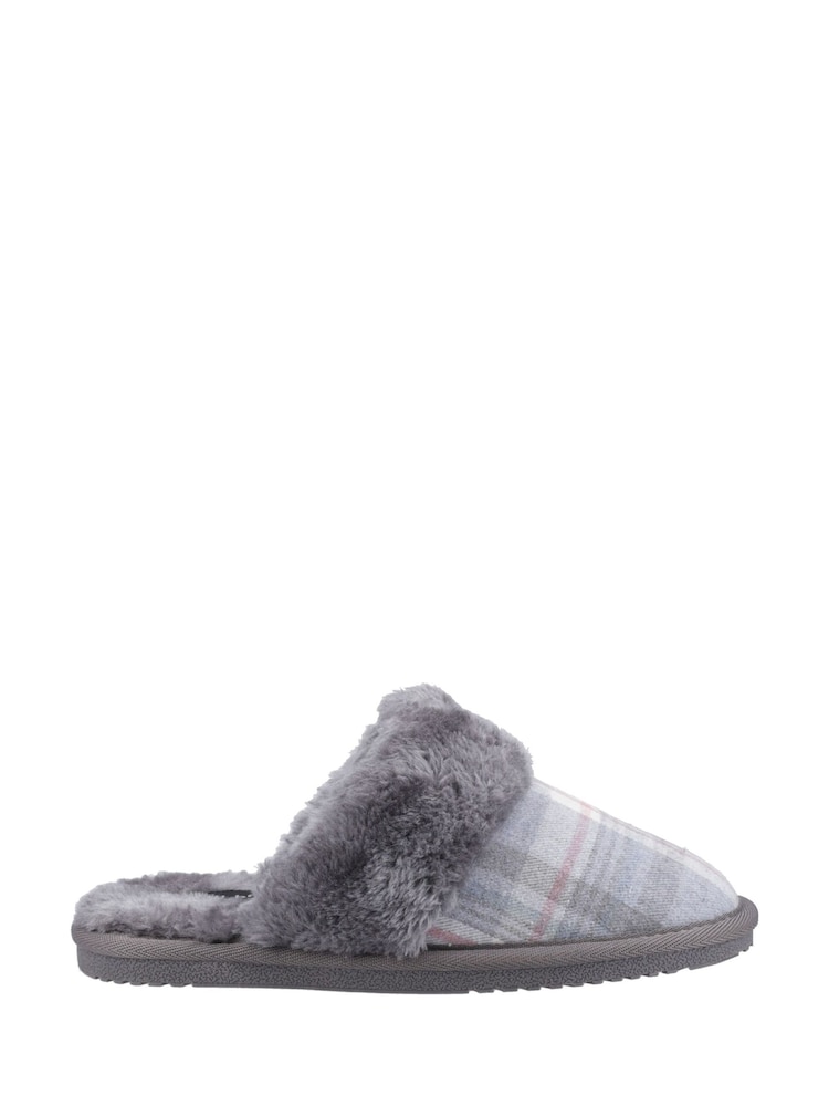 Hush Puppies Grey Arianna Plaid Slippers - Image 1 of 5