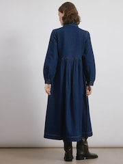 Albaray Blue Denim Placket Midi Dress - Image 2 of 4