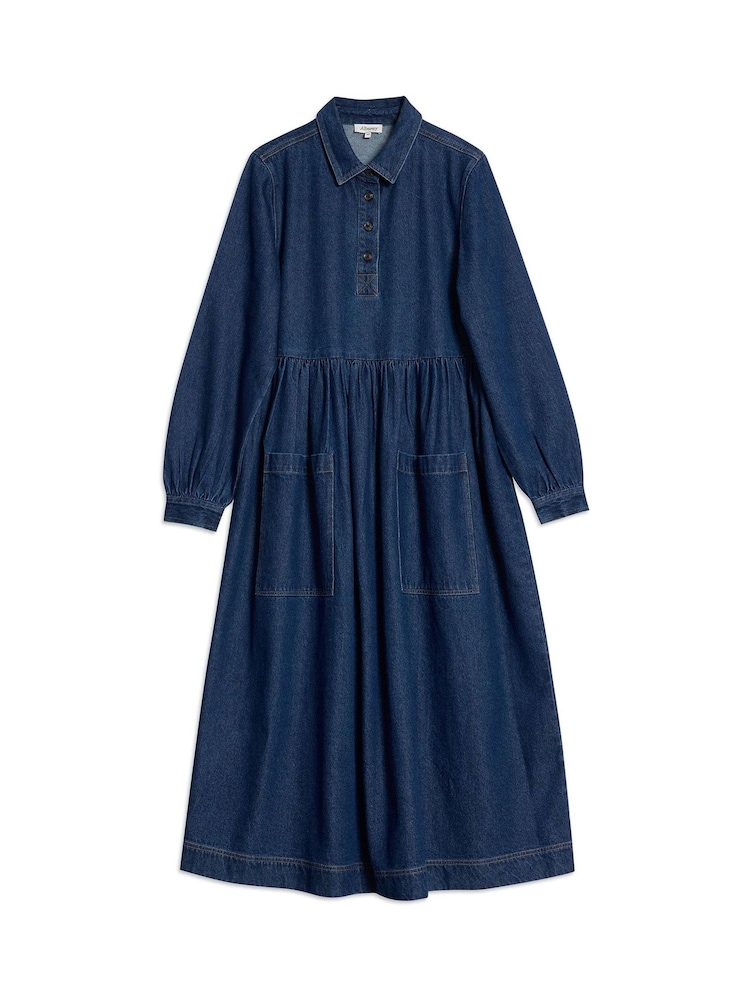 Albaray Blue Denim Placket Midi Dress - Image 4 of 4