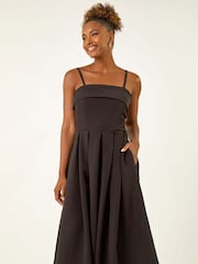 Roman Black Bardot Scuba Midi Dress - Image 1 of 5