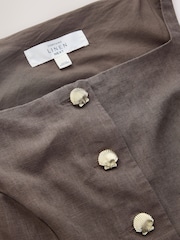 Chokoleti Brown - Square Neck Waistcoat with Linen - Picha 7 kati ya 7