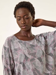 Roman Grey Leaf Puff Print Stretch T-Shirt - Image 1 of 5