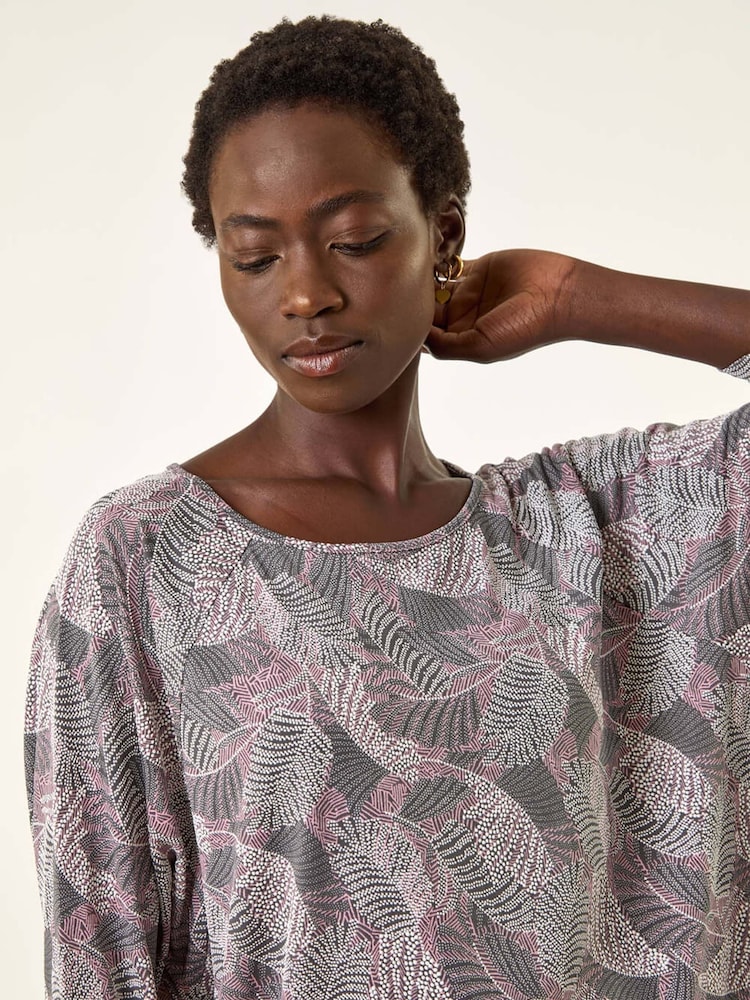 Roman Grey Leaf Puff Print Stretch T-Shirt - Image 1 of 5