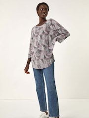 Roman Grey Leaf Puff Print Stretch T-Shirt - Image 2 of 5