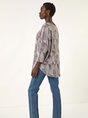 Roman Grey Leaf Puff Print Stretch T-Shirt - Image 3 of 5