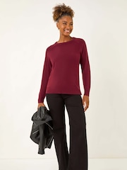Roman Red Plain Soft Crew Neck Jumper - Image 2 of 5