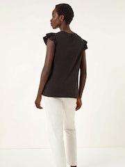 Roman Black Broderie Hem Stretch Blouse - Image 3 of 5