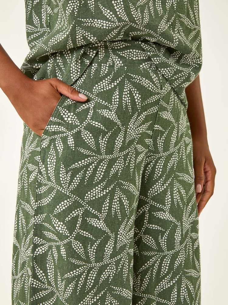 Roman Leaf Print Linen Mix Wide Leg Trousers - Imagen 5 de 5 Roman Leaf Print Linen Mix Wide Leg Trousers - Imagen 5 de 5