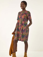 Vestido com botões e estampa floral romana - Imagem 1 de 5