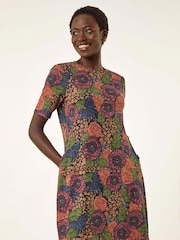 Vestido com botões e estampa floral romana - Imagem 2 de 5