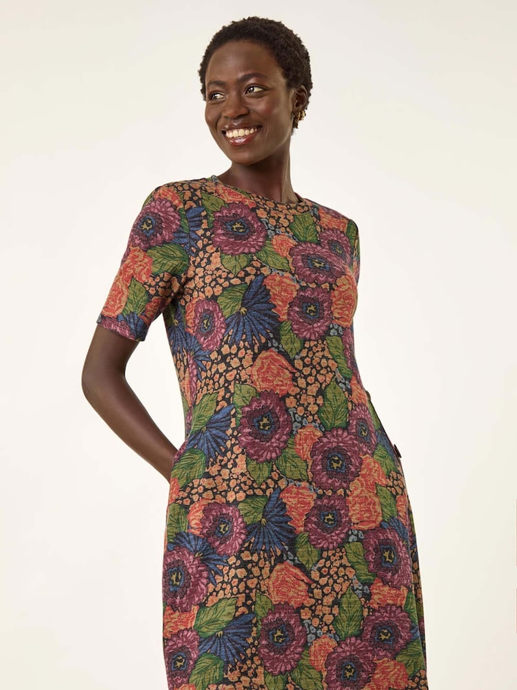 Vestido com botões e estampa floral romana - Imagem 2 de 5