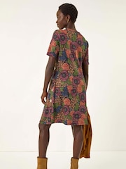 Vestido com botões e estampa floral romana - Imagem 3 de 5