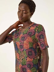 Vestido com botões e estampa floral romana - Imagem 4 de 5