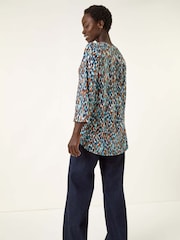 Roman Spot Print Notch Neck Blouse - Imagen 3 de 5