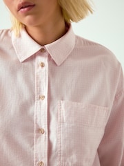 Pink Gingham Casual Long Sleeve Cropped Shirt - Image 5 of 5