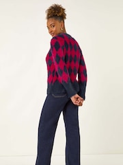 Roman Red Checkered Buttoned Cardigan - Image 3 of 5
