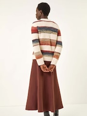 Roman White Stripe Buttoned Knit Cardigan - Image 4 of 5