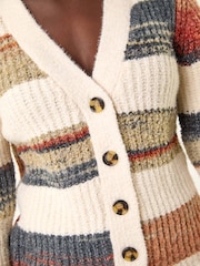 Roman White Stripe Buttoned Knit Cardigan - Image 5 of 5