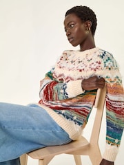 Roman White Fairisle Ombre Knit Jumper - Image 1 of 5