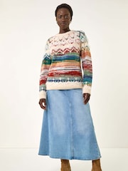 Roman White Fairisle Ombre Knit Jumper - Image 2 of 5